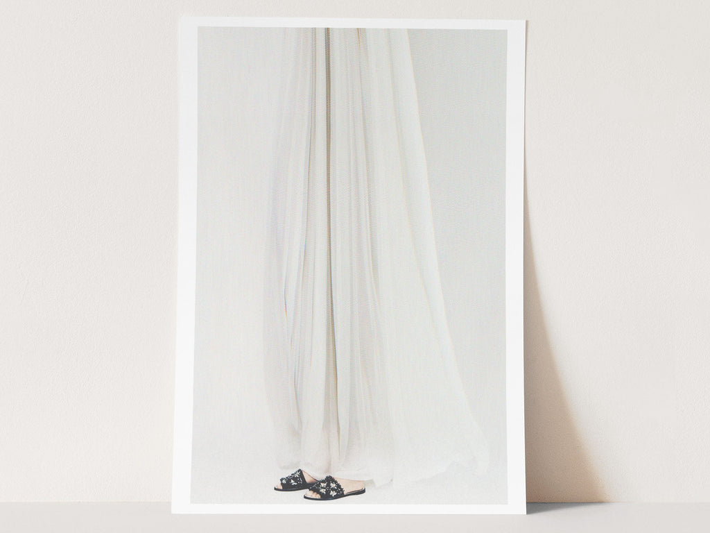 Ethereal White Fabric Flowing Art Print - Minimalist Feminine Decor for Bedroom, Living Room, or Office | Untitled (147) Giclée Print