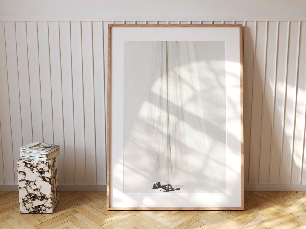 Ethereal White Fabric Flowing Art Print - Minimalist Feminine Decor for Bedroom, Living Room, or Office | Untitled (147) Giclée Print