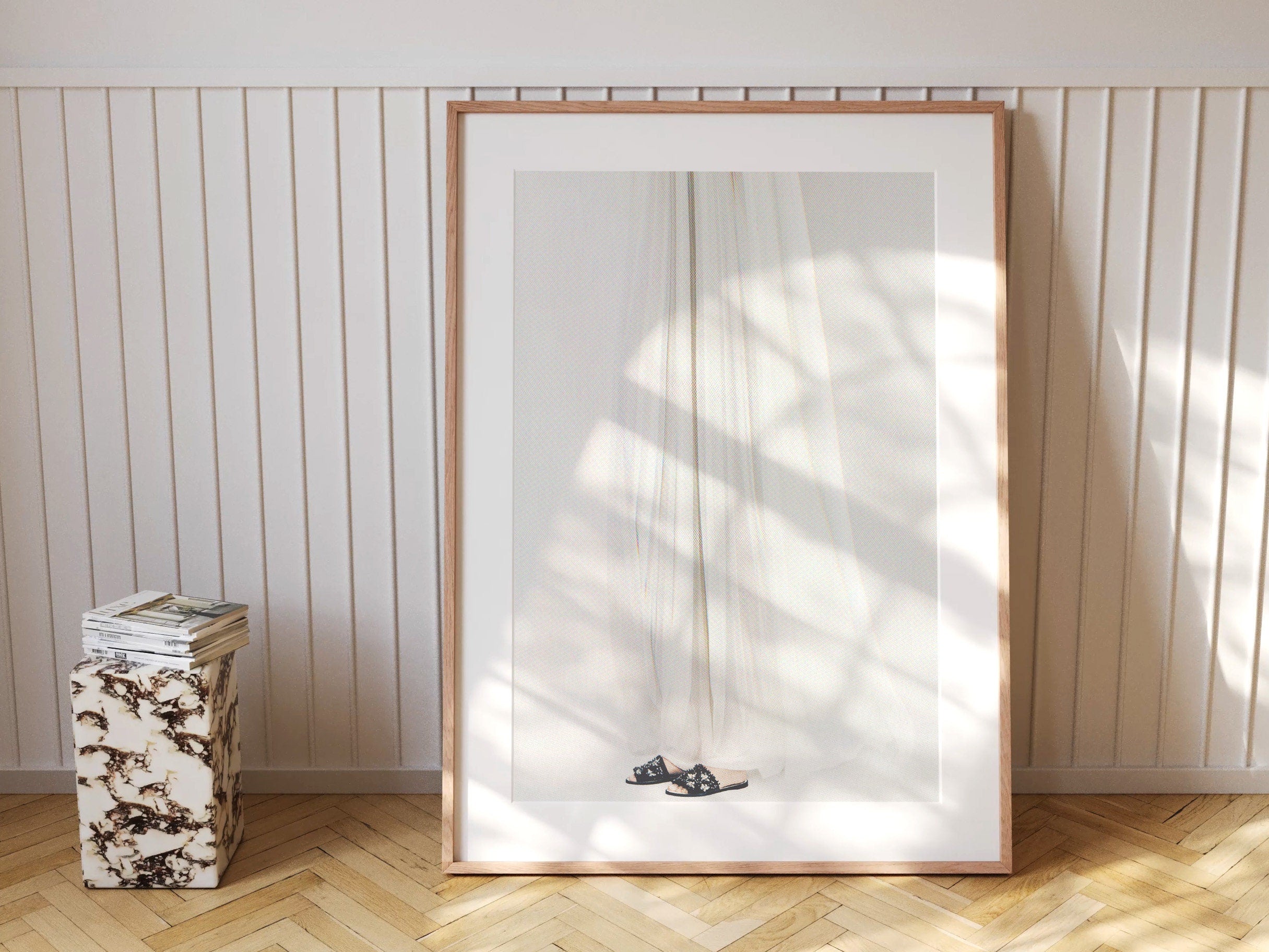 Ethereal White Fabric Flowing Art Print - Minimalist Feminine Decor for Bedroom, Living Room, or Office | Untitled (147) Giclée Print