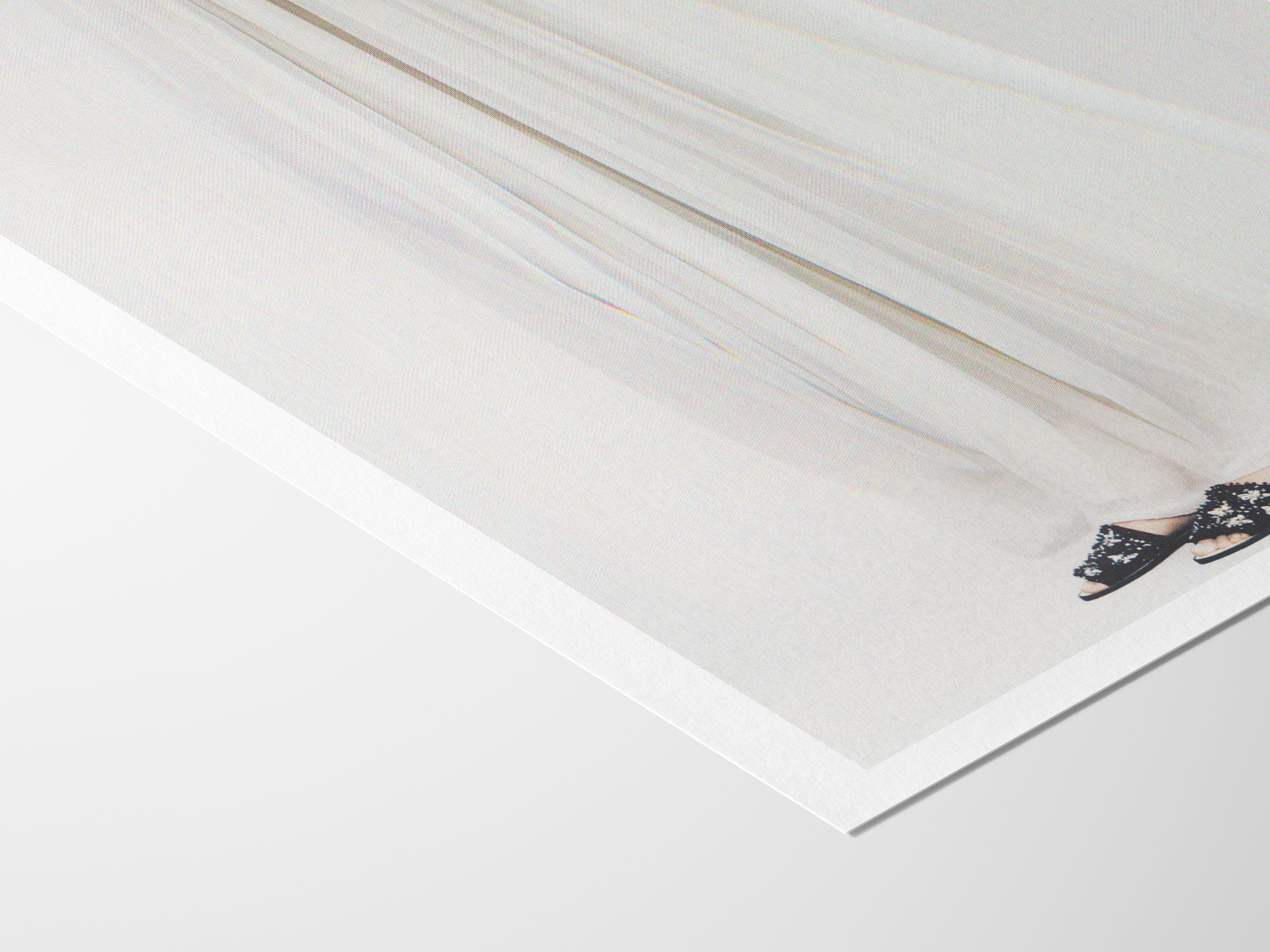 Ethereal White Fabric Flowing Art Print - Minimalist Feminine Decor for Bedroom, Living Room, or Office | Untitled (147) Giclée Print