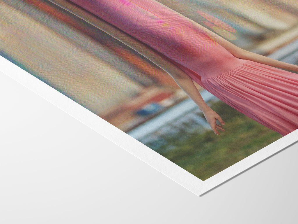 Surreal Altered Fashion Portrait - Unique Pink Dress Artwork for Modern Home Decor and Contemporary Spaces | Untitled (154) Giclée Print