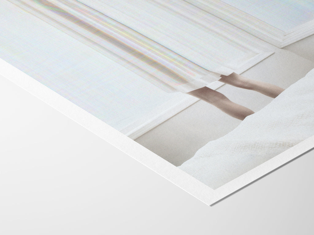 Ethereal White Drapery with Subtle Human Presence - Minimalist Contemporary Wall Art for Tranquil Spaces | Untitled (160) Giclée Print