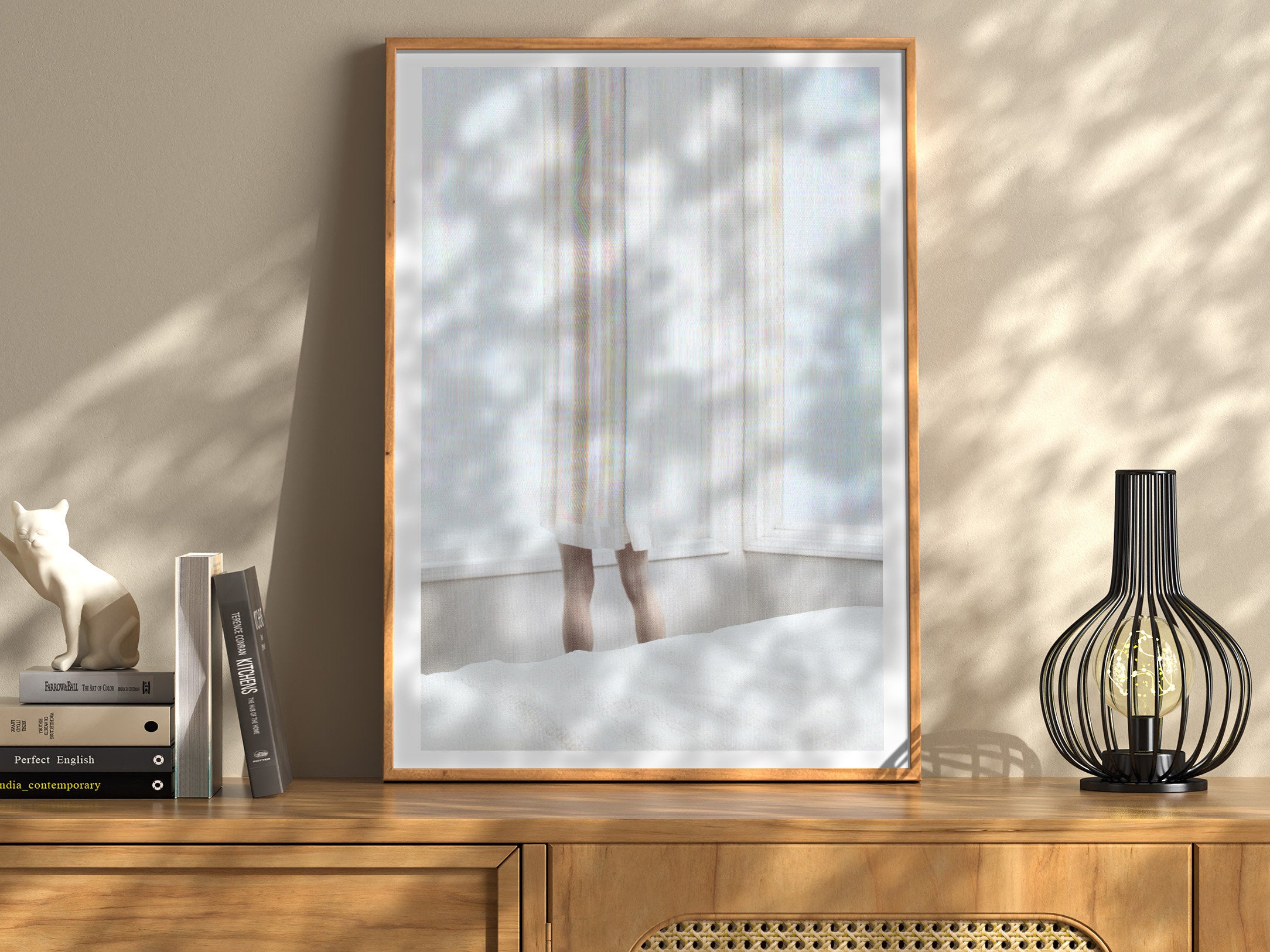 Ethereal White Drapery with Subtle Human Presence - Minimalist Contemporary Wall Art for Tranquil Spaces | Untitled (160) Giclée Print