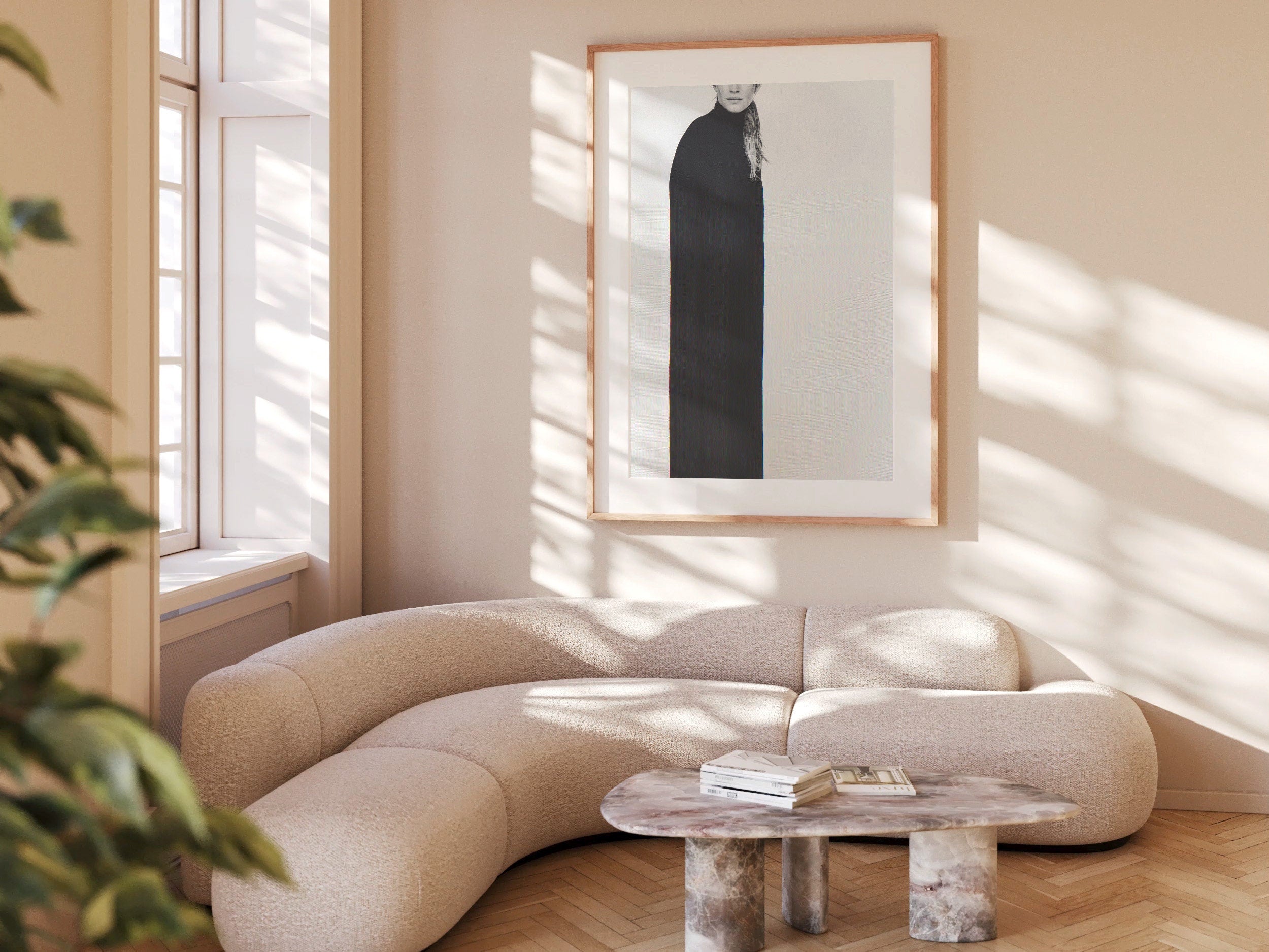 Monochromatic Minimalist Portrait Art Print - Elegant Black and White Fashion Decor for Modern Spaces | Untitled (161) Giclée Print