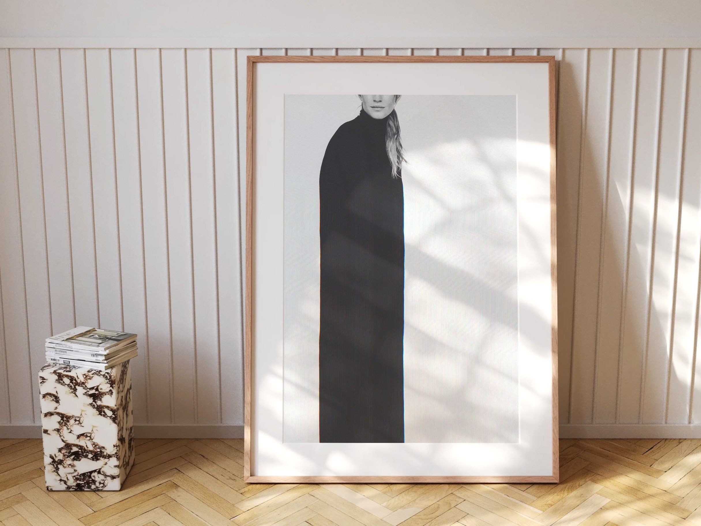 Monochromatic Minimalist Portrait Art Print - Elegant Black and White Fashion Decor for Modern Spaces | Untitled (161) Giclée Print