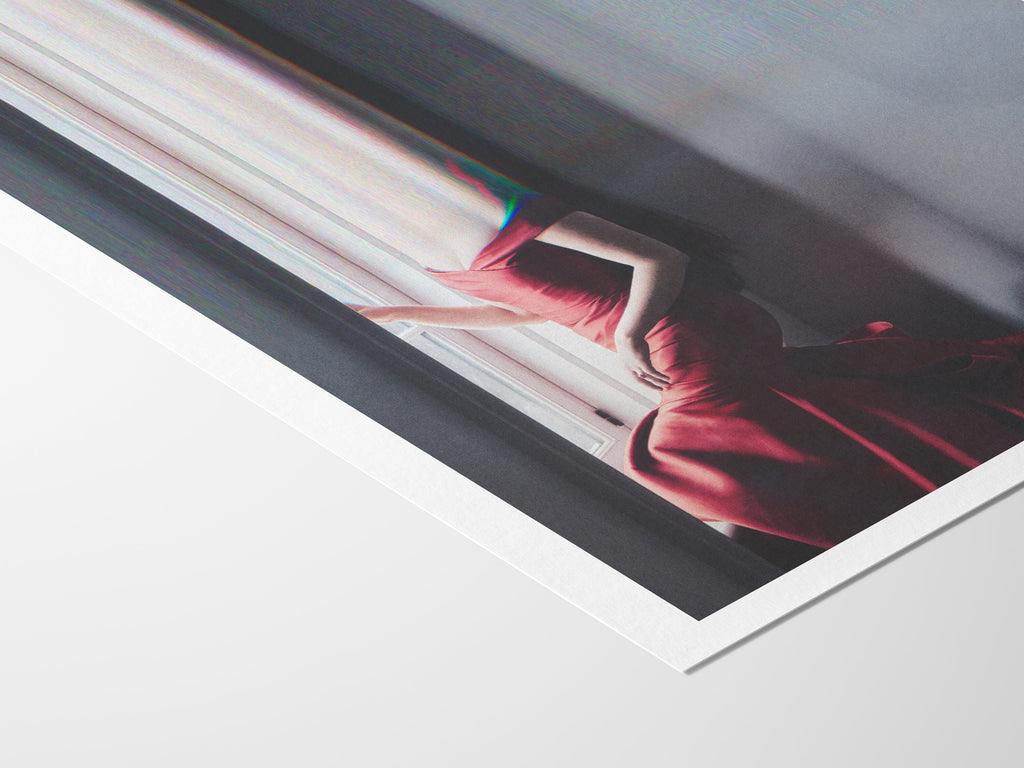 Surreal Altered Portrait in Red Dress - Unique Minimalist Wall Art for Modern Home Decor | Untitled (163) Giclée Print