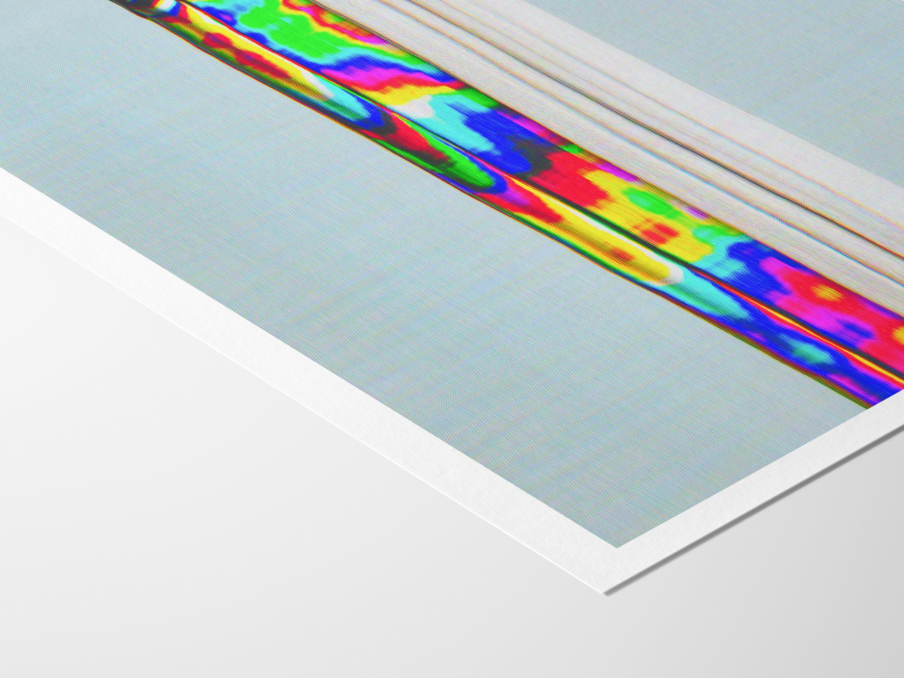 Rainbow Altered Portrait Photo Wall Art - Colorful Teal Blue Eclectic Decor for Living Room, Bathroom, Bedroom | Untitled (165) Giclée Print