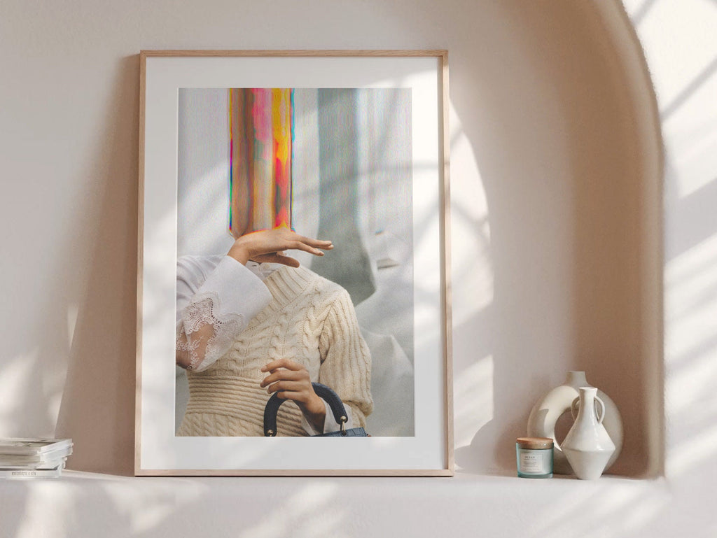 Altered Portrait Fashion Photo Wall Art - Postmodern Eclectic Glitch Aesthetic Decor For Home, Office, Bedroom | Untitled (166) Giclée Print