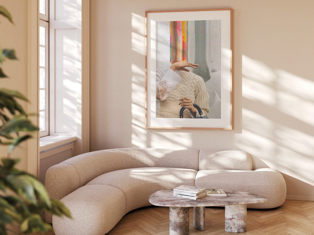 Altered Portrait Fashion Photo Wall Art - Postmodern Eclectic Glitch Aesthetic Decor For Home, Office, Bedroom | Untitled (166) Giclée Print