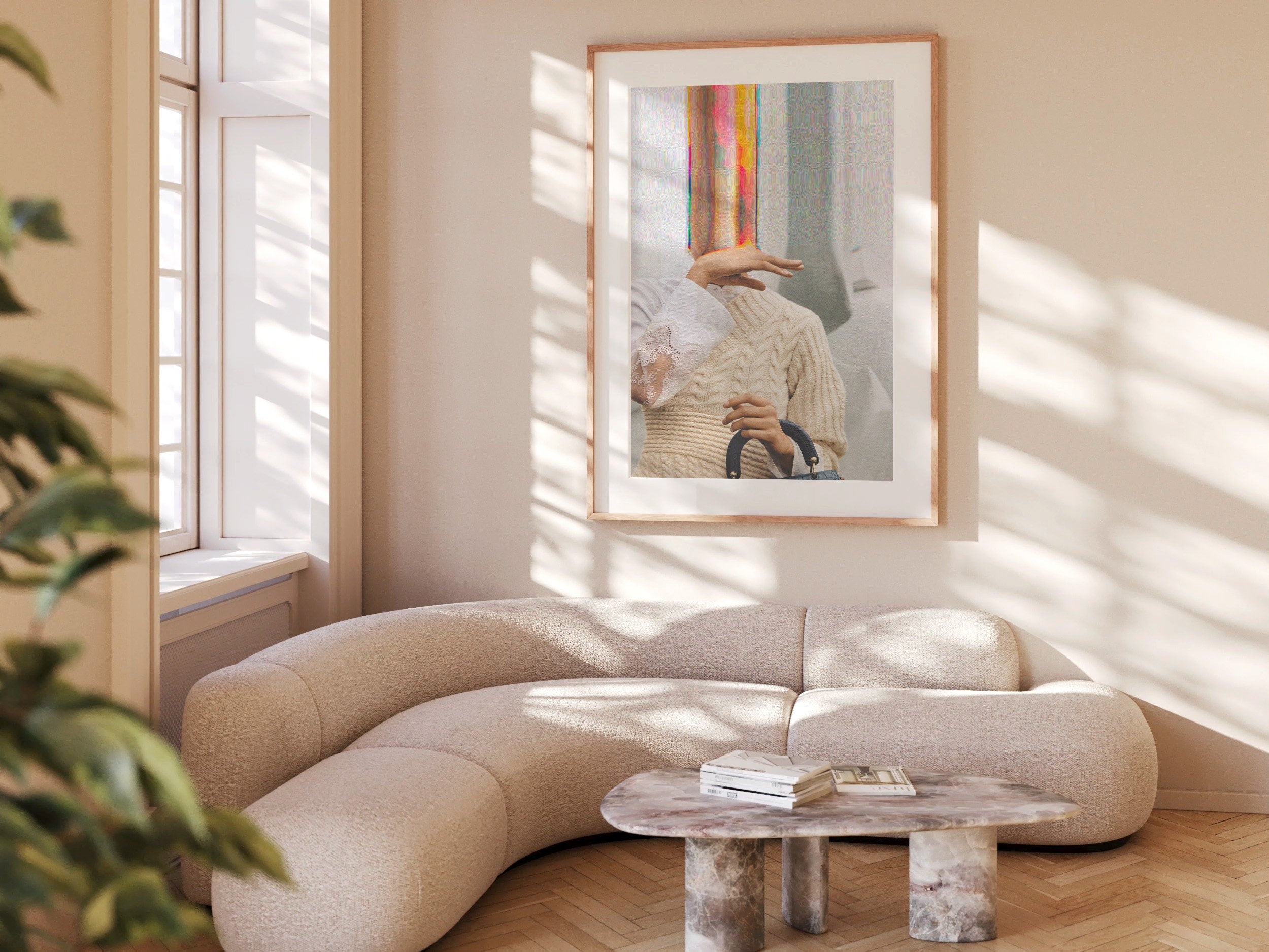 Altered Portrait Fashion Photo Wall Art - Postmodern Eclectic Glitch Aesthetic Decor For Home, Office, Bedroom | Untitled (166) Giclée Print