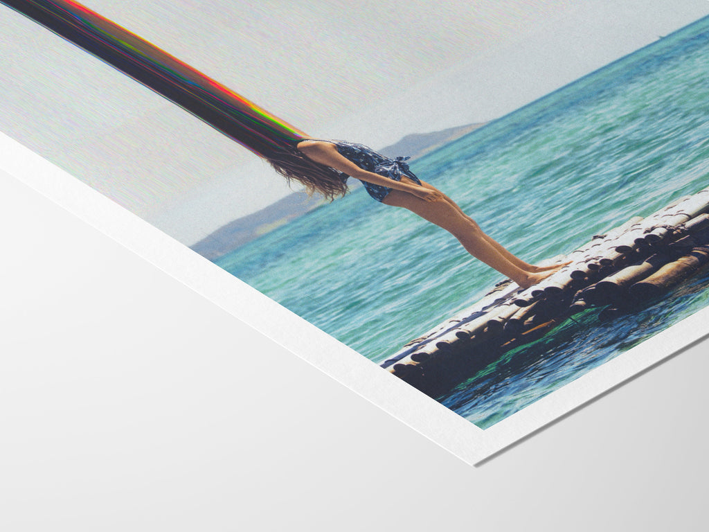 Trippy Altered Woman Portrait Wall Art - Beautiful Blue Ocean Photo Wall Decor For Home, Office, Apartment | Untitled (172) Giclée Print