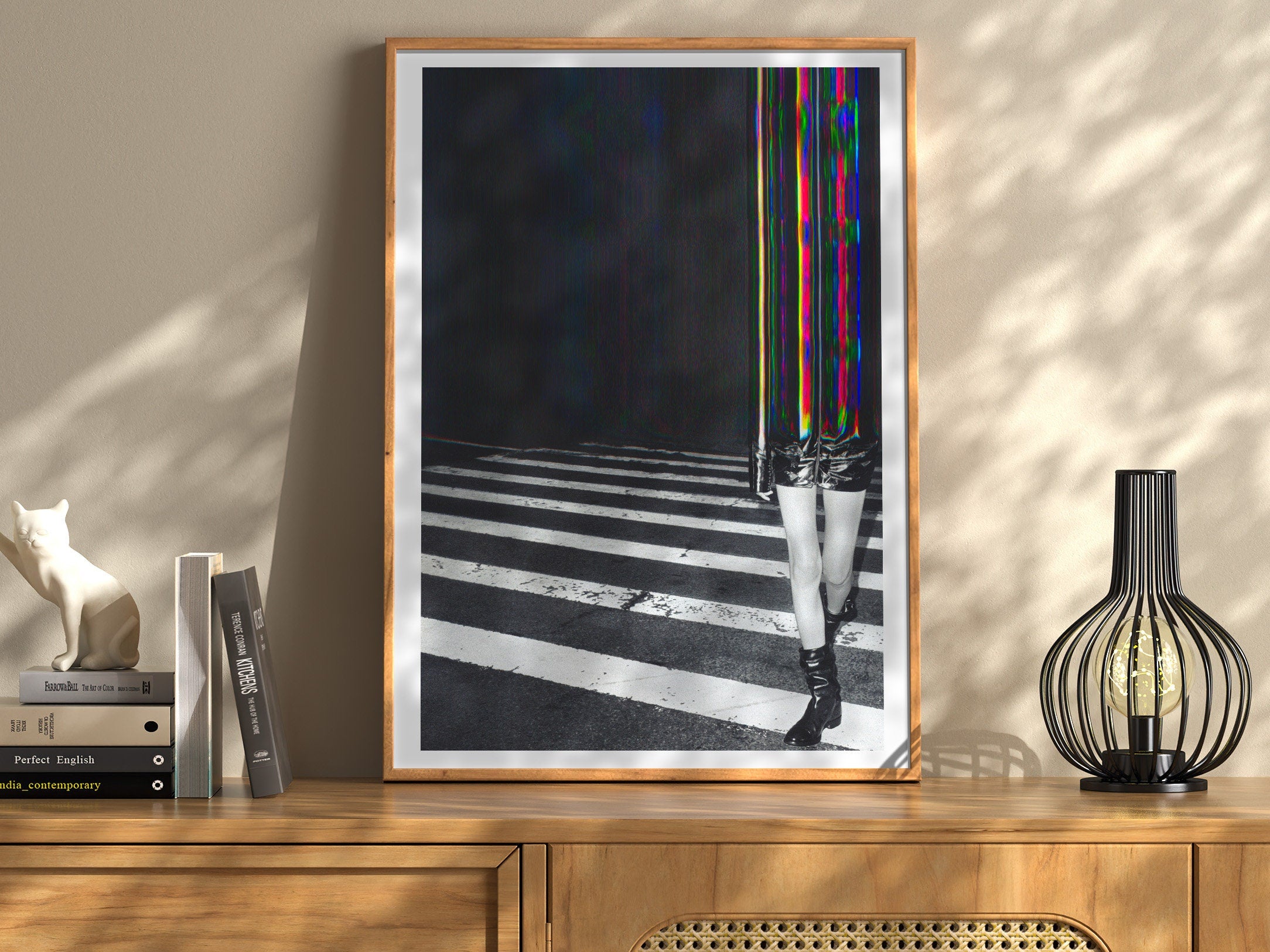 Surreal Black and White Street Fashion Art Print - Dynamic Glitch Aesthetic for Modern Home Decor | Untitled (175) Giclée Print