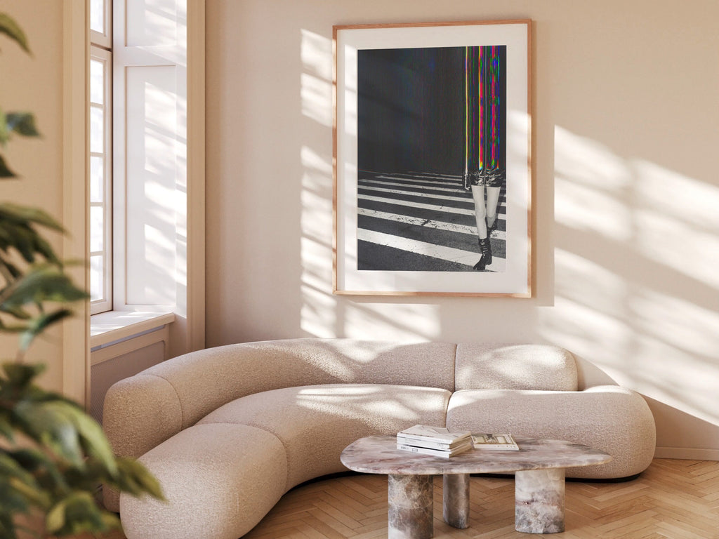 Surreal Black and White Street Fashion Art Print - Dynamic Glitch Aesthetic for Modern Home Decor | Untitled (175) Giclée Print