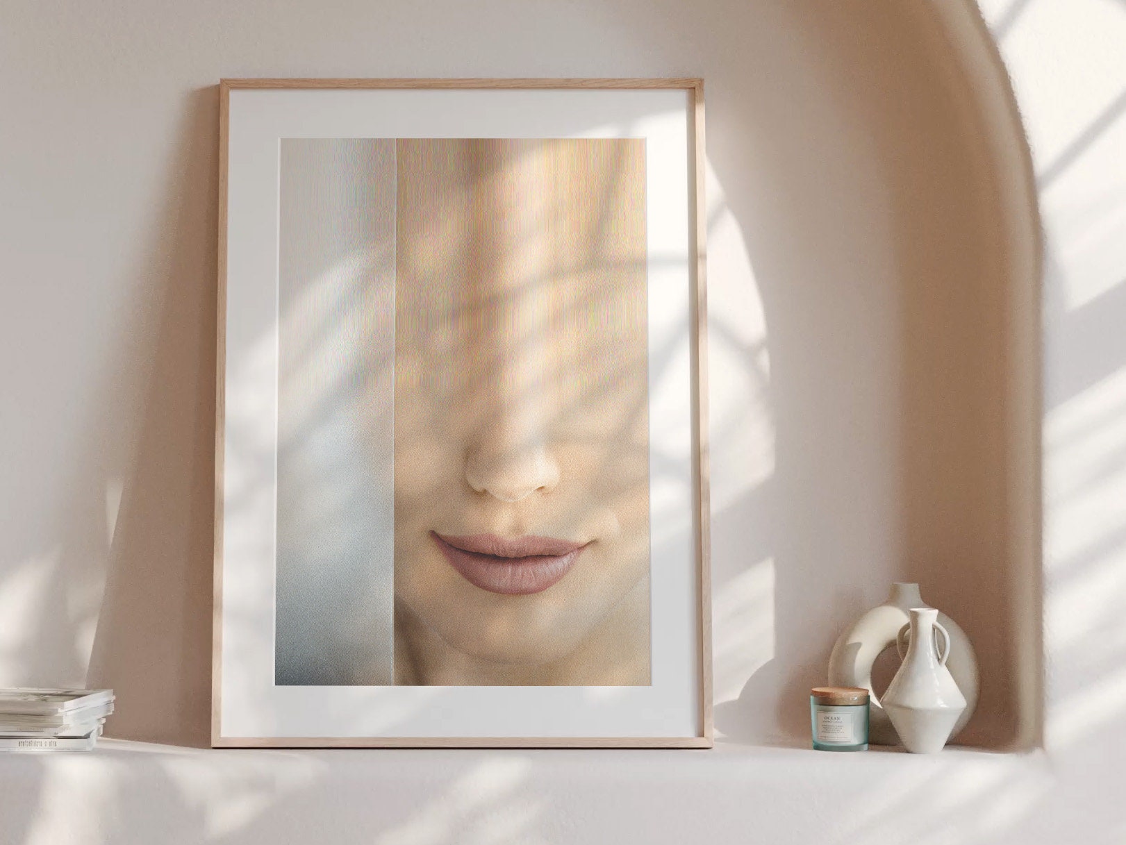 Ethereal Abstract Portrait Wall Art - Minimalist Glitch Aesthetic for Elegant Home Decor | Untitled (176) Giclée Print