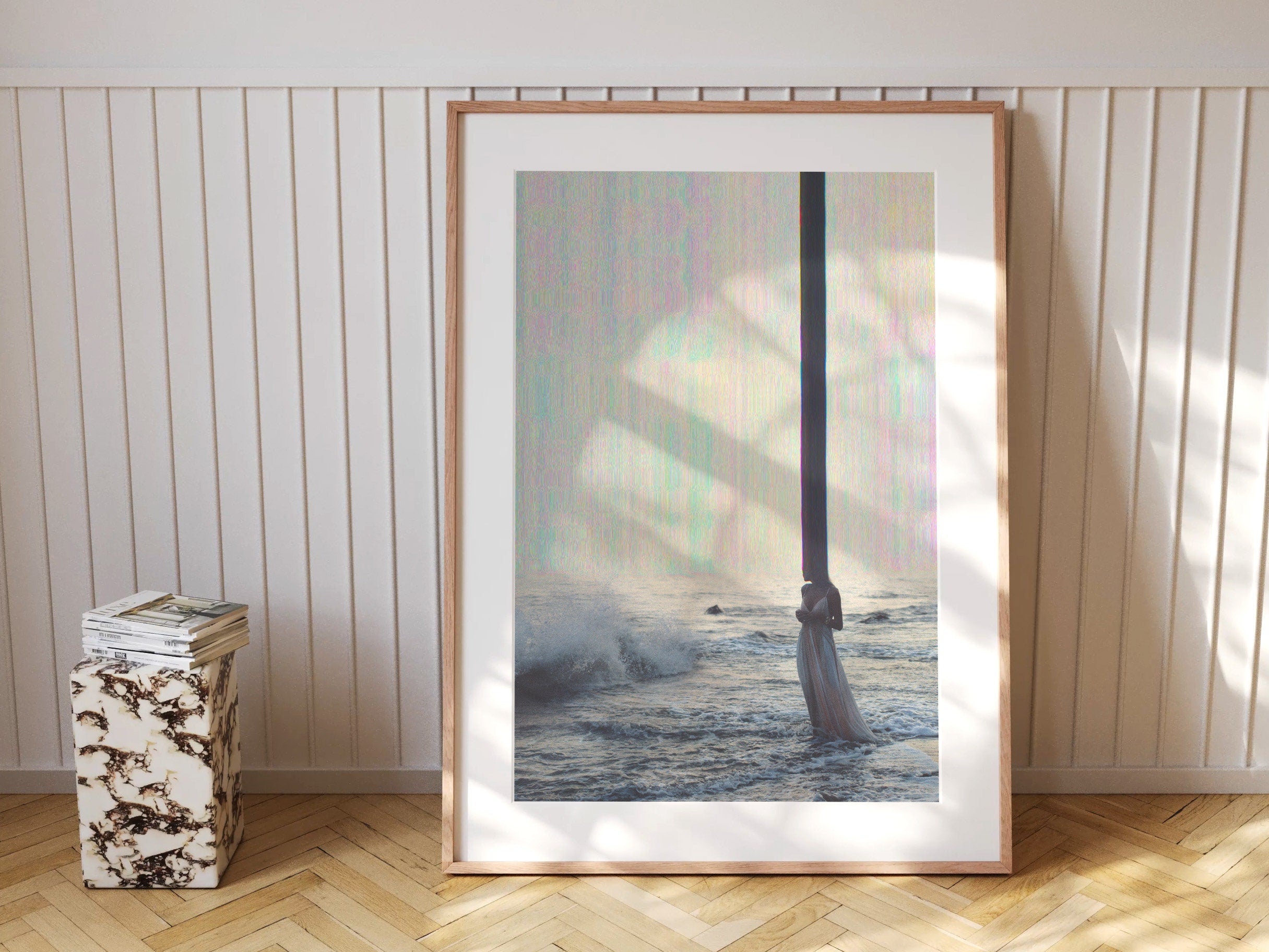 Surreal Feminine Figure Emerging from the Sea - Ethereal Dreamlike Artwork for Contemporary Home Decor | Untitled (177) Giclée Print