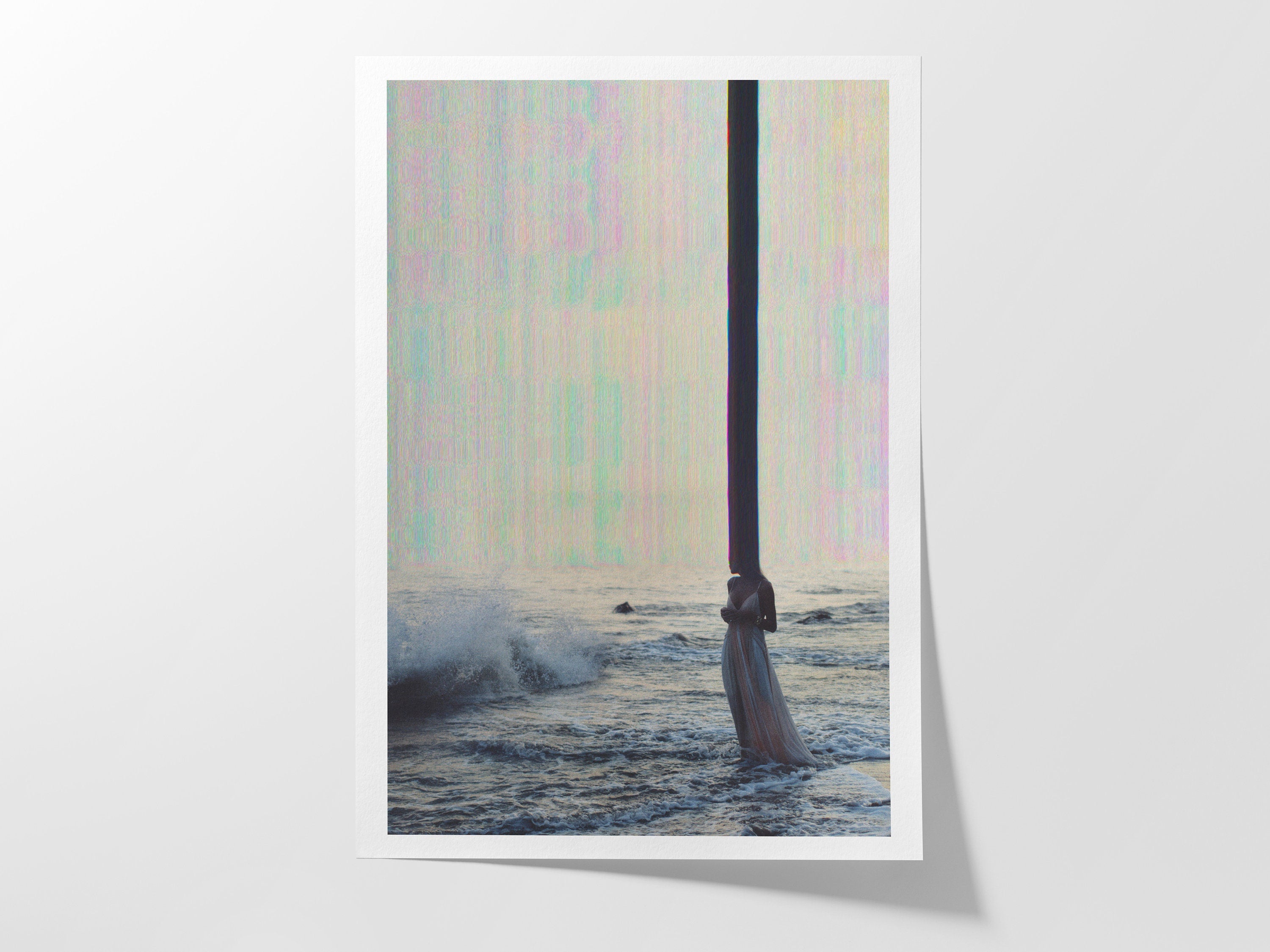 Surreal Feminine Figure Emerging from the Sea - Ethereal Dreamlike Artwork for Contemporary Home Decor | Untitled (177) Giclée Print