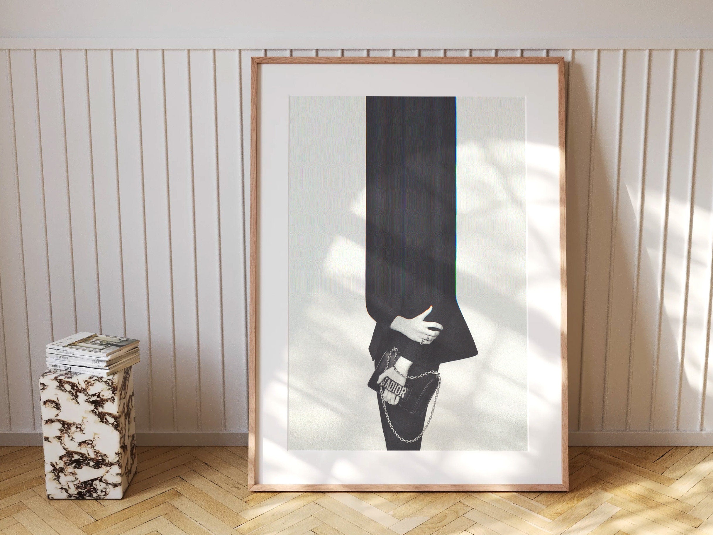 Minimalist Black and White Altered Portrait Wall Art - Luxury Fashion Photo Decor for Living Room, Bedroom | Untitled (179) Giclée Print