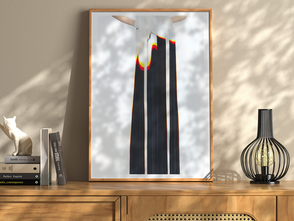 Elegant Abstract Fashion Portrait - Colorful Surreal Wall Art for Contemporary Home Decor | Untitled (181) Giclée Print