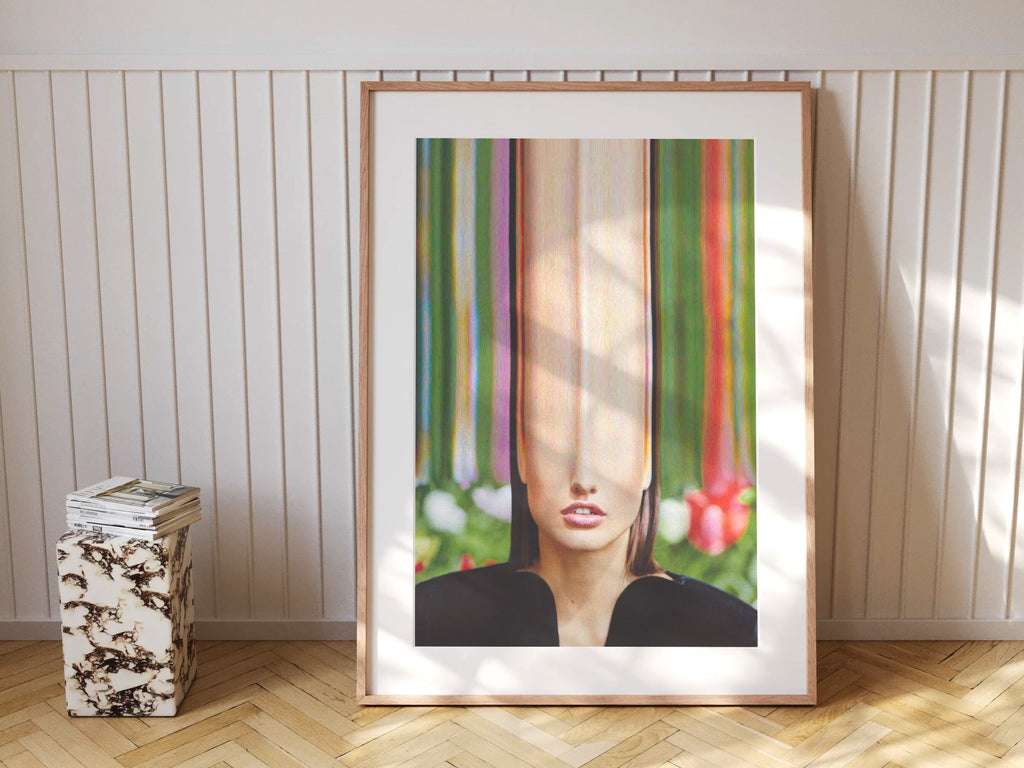 Woman Altered Portrait Photo Art - Cute Green Psychedelic Fashion Wall Decor for Living, Bedroom, Home, Office | Untitled (182) Giclée Print