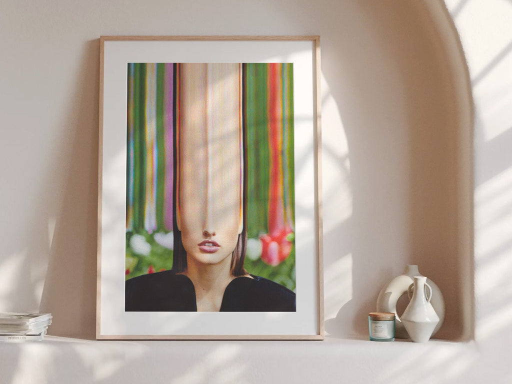 Woman Altered Portrait Photo Art - Cute Green Psychedelic Fashion Wall Decor for Living, Bedroom, Home, Office | Untitled (182) Giclée Print