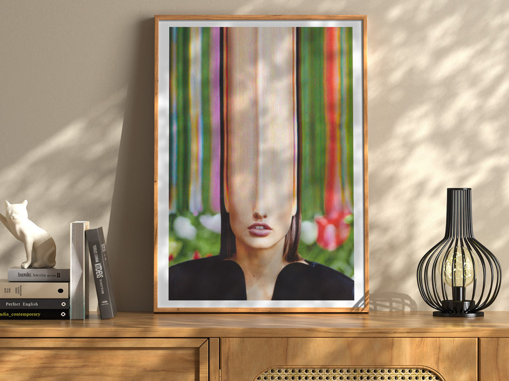 Woman Altered Portrait Photo Art - Cute Green Psychedelic Fashion Wall Decor for Living, Bedroom, Home, Office | Untitled (182) Giclée Print