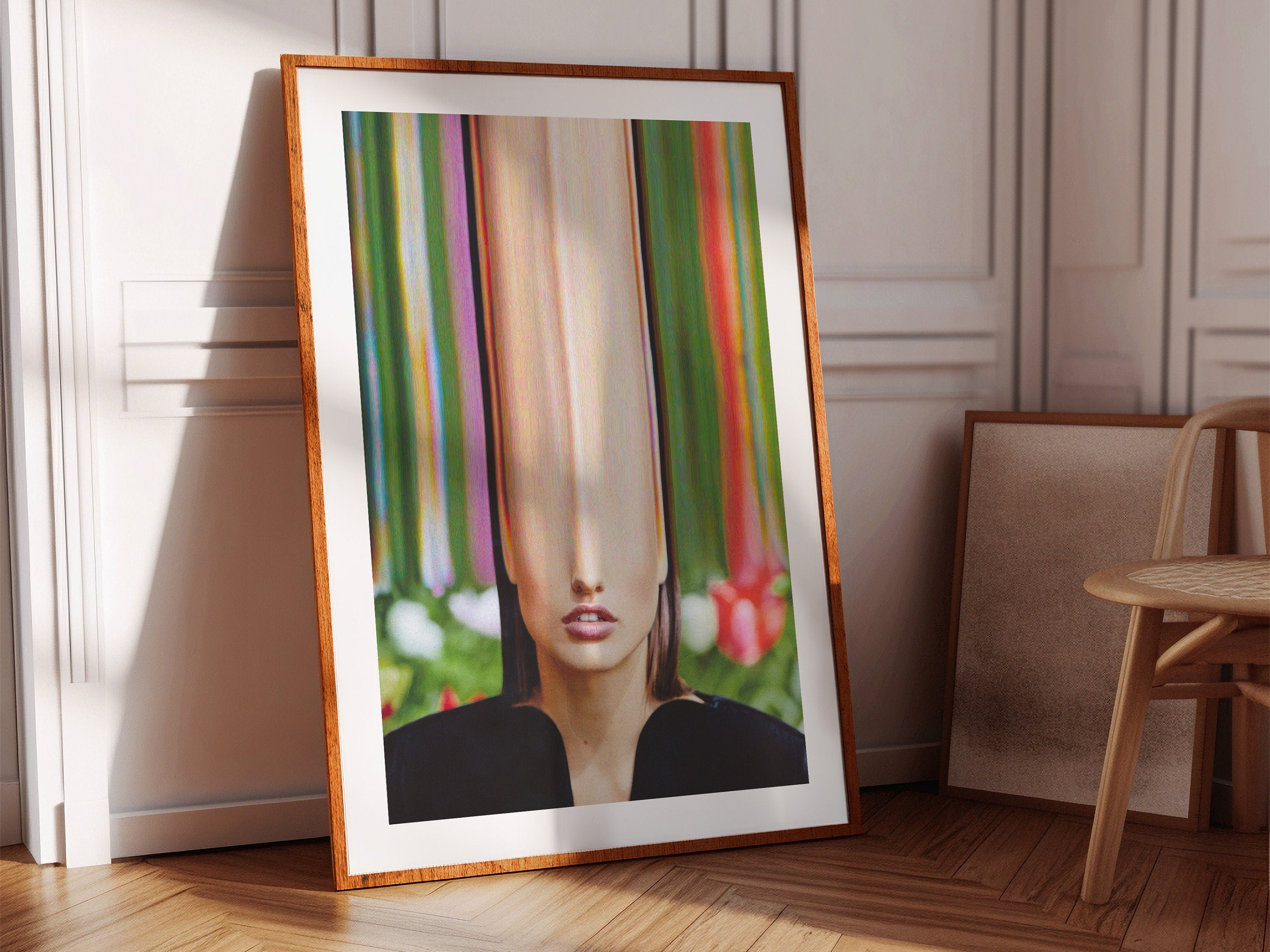 Woman Altered Portrait Photo Art - Cute Green Psychedelic Fashion Wall Decor for Living, Bedroom, Home, Office | Untitled (182) Giclée Print