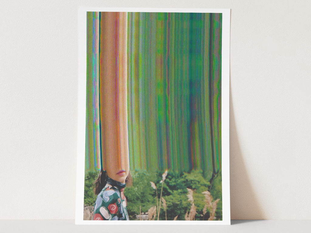 Trippy Altered Portrait Photo - Lush Green Psychedelic Fashion Wall Decor For Living, Bedroom, Home, Office | Untitled (191) Giclée Print