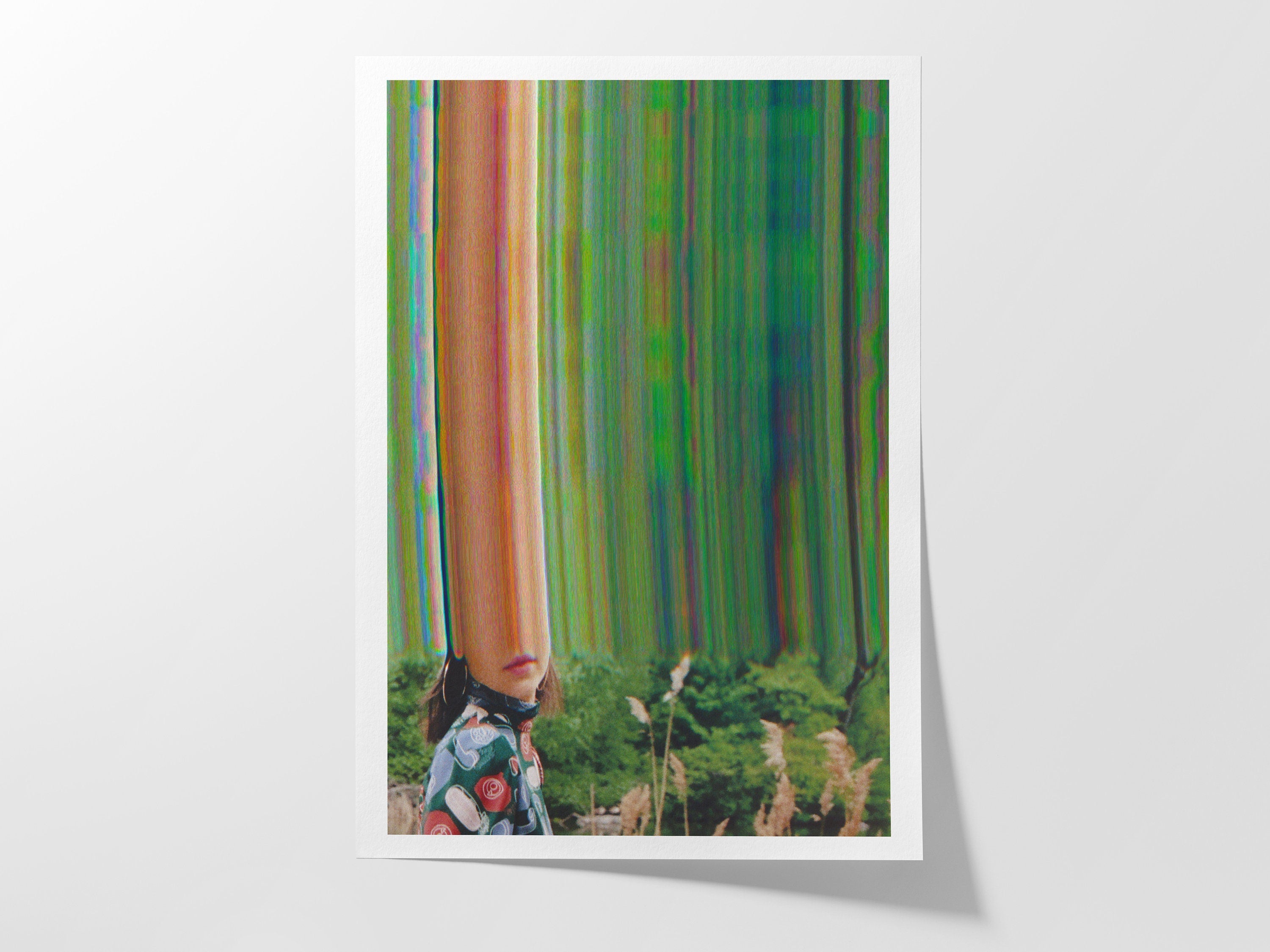 Trippy Altered Portrait Photo - Lush Green Psychedelic Fashion Wall Decor For Living, Bedroom, Home, Office | Untitled (191) Giclée Print