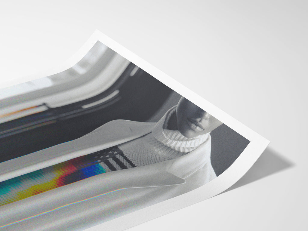 Altered Black and White African American Portrait Photo - Modern Political Flag Wall Decor for Home, Office | Untitled (194) Giclée Print