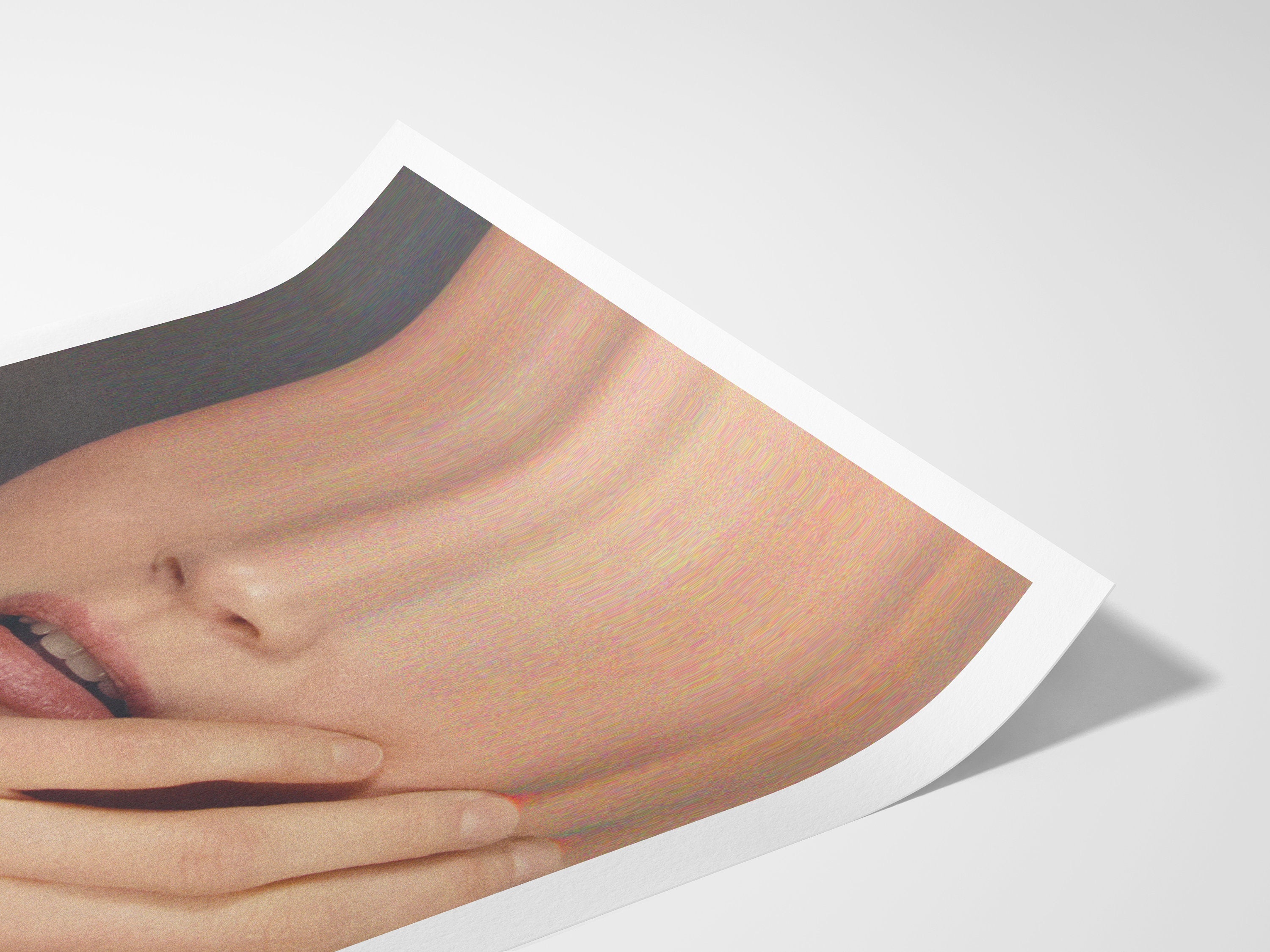 Glitch Altered Woman's Watch Ad Portrait Photo Art - Funky Postmodern Wall Decor for Home, Office, Bedroom | Untitled (195) Giclée Print