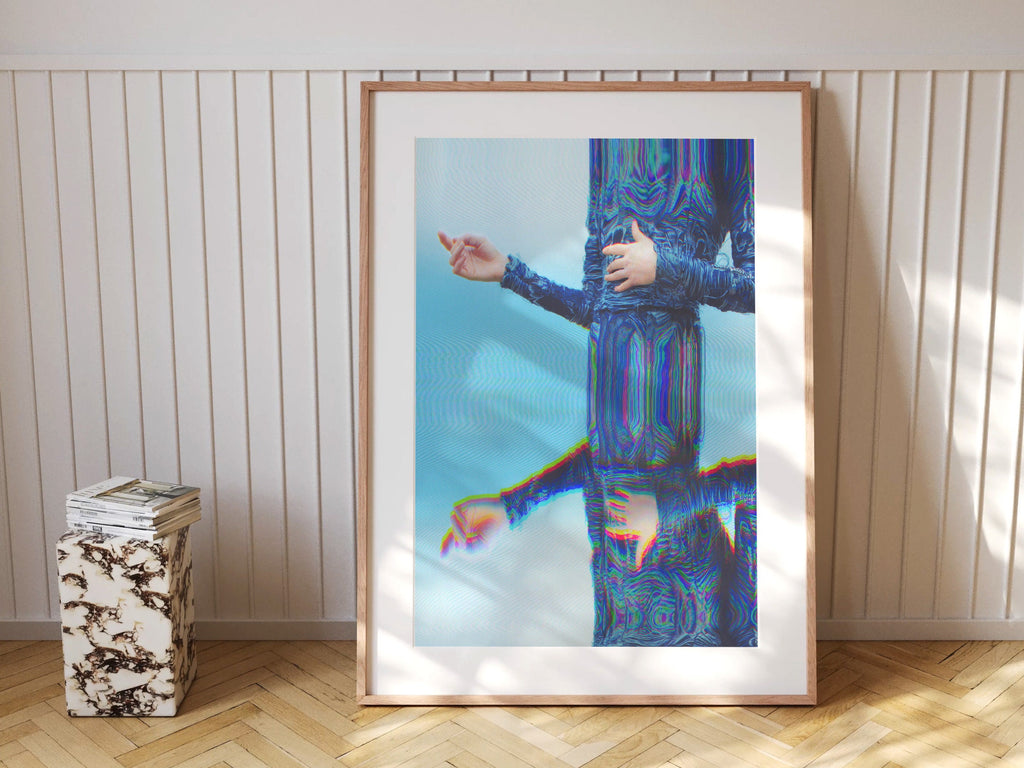Beautiful Surrealist Blue and Teal Wall Art - Altered Mirrored Fashion Photography for Home, Office, Bedroom | Untitled (196) Giclée Print