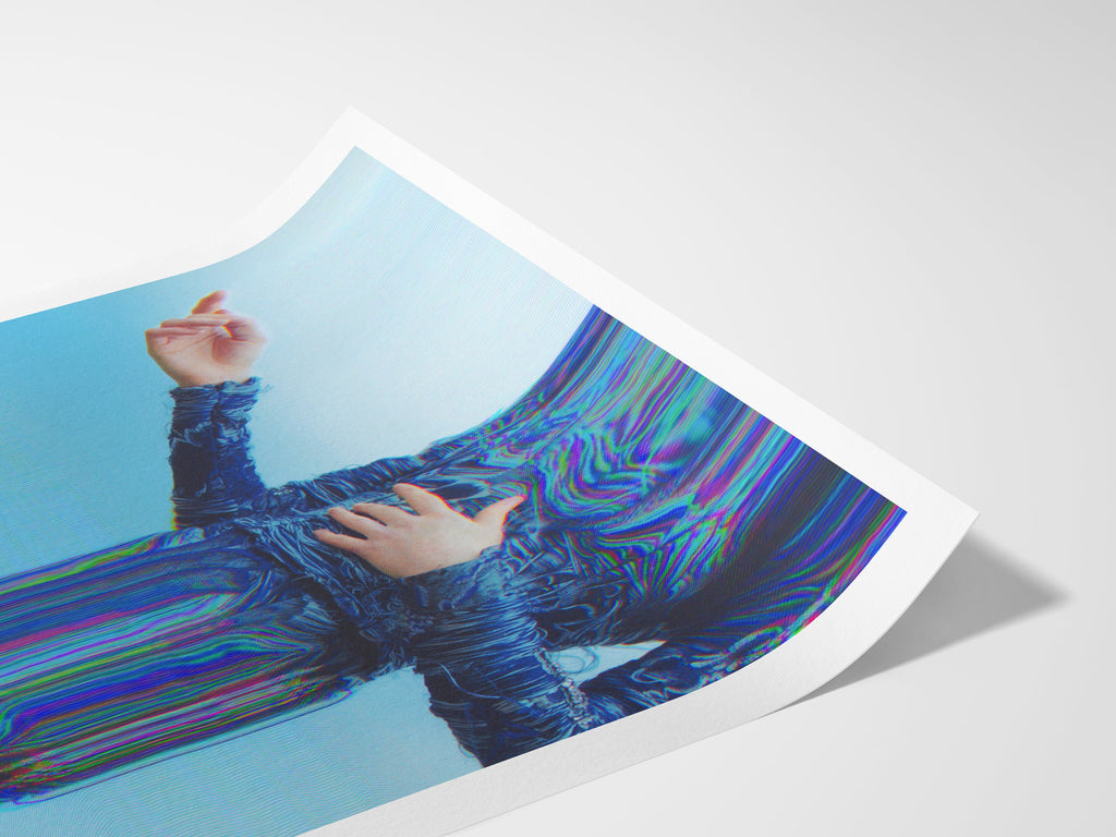 Beautiful Surrealist Blue and Teal Wall Art - Altered Mirrored Fashion Photography for Home, Office, Bedroom | Untitled (196) Giclée Print