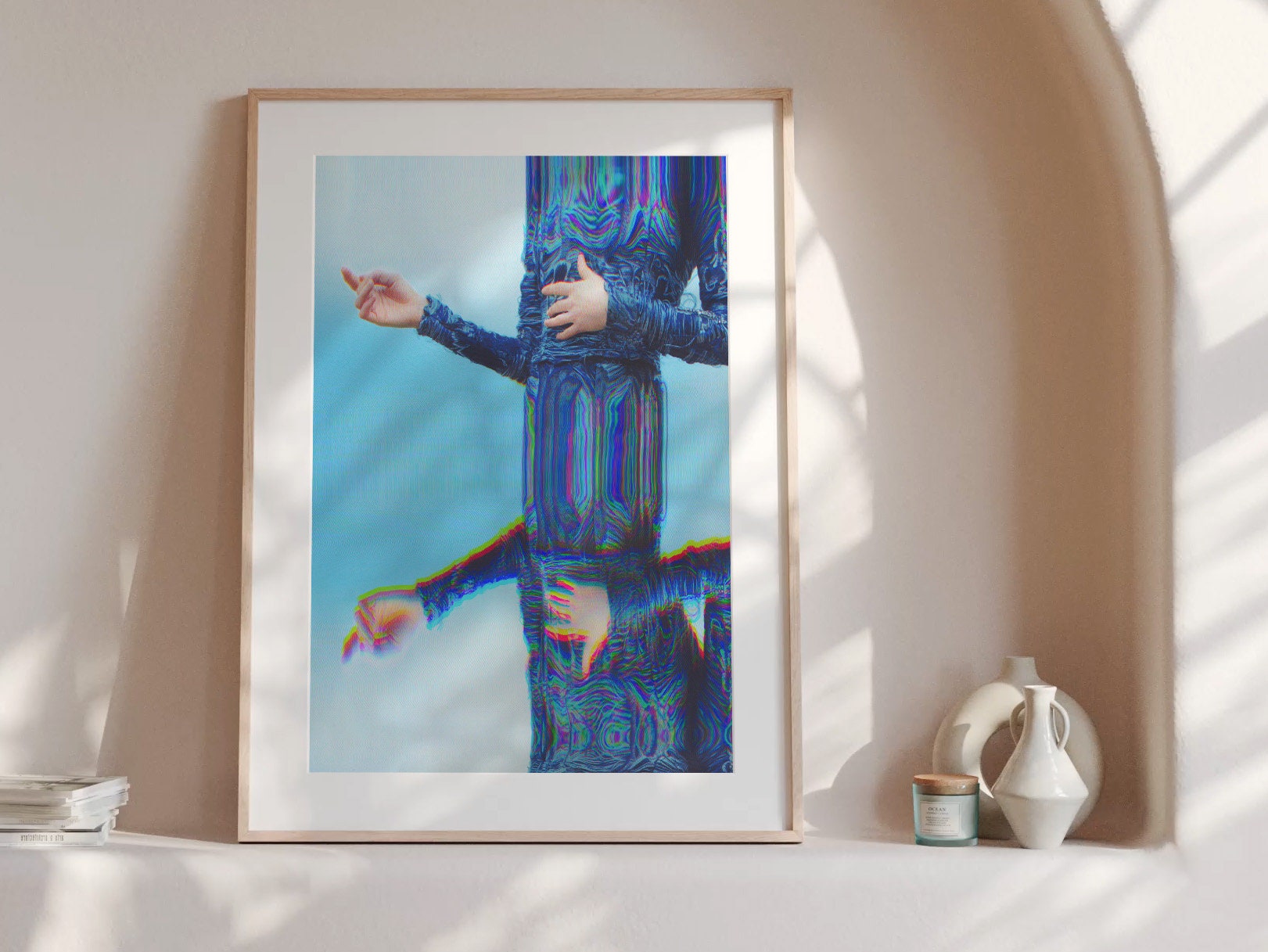 Beautiful Surrealist Blue and Teal Wall Art - Altered Mirrored Fashion Photography for Home, Office, Bedroom | Untitled (196) Giclée Print