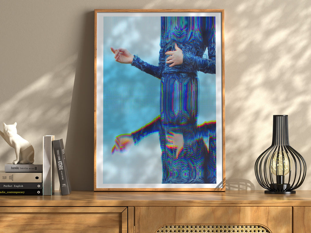 Beautiful Surrealist Blue and Teal Wall Art - Altered Mirrored Fashion Photography for Home, Office, Bedroom | Untitled (196) Giclée Print