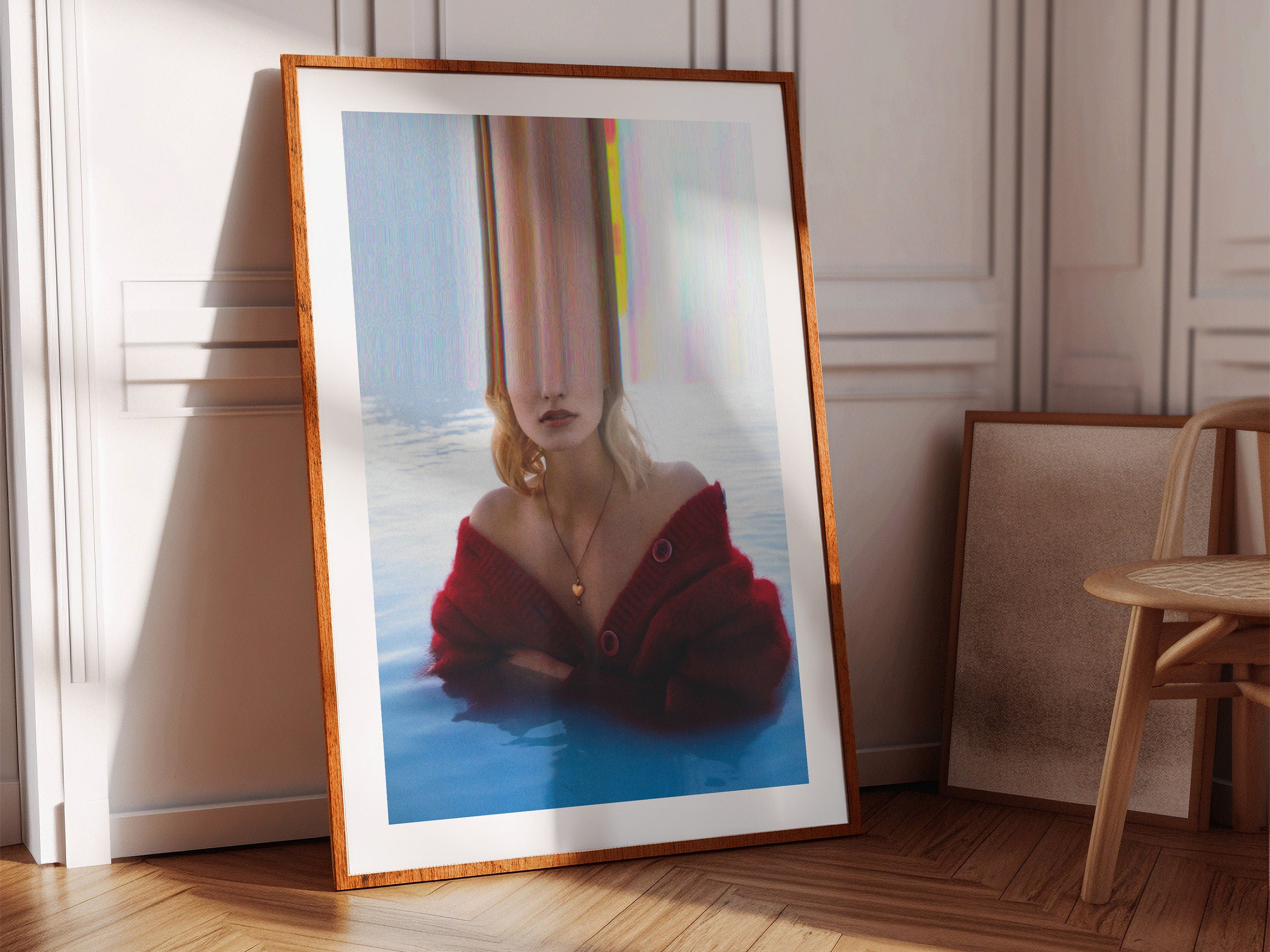 Surreal Blue Water Altered Fashion Photo Wall Art - Eclectic Boho Wall Decor for Living Room, Office, Bedroom | Untitled (204) Giclée Print