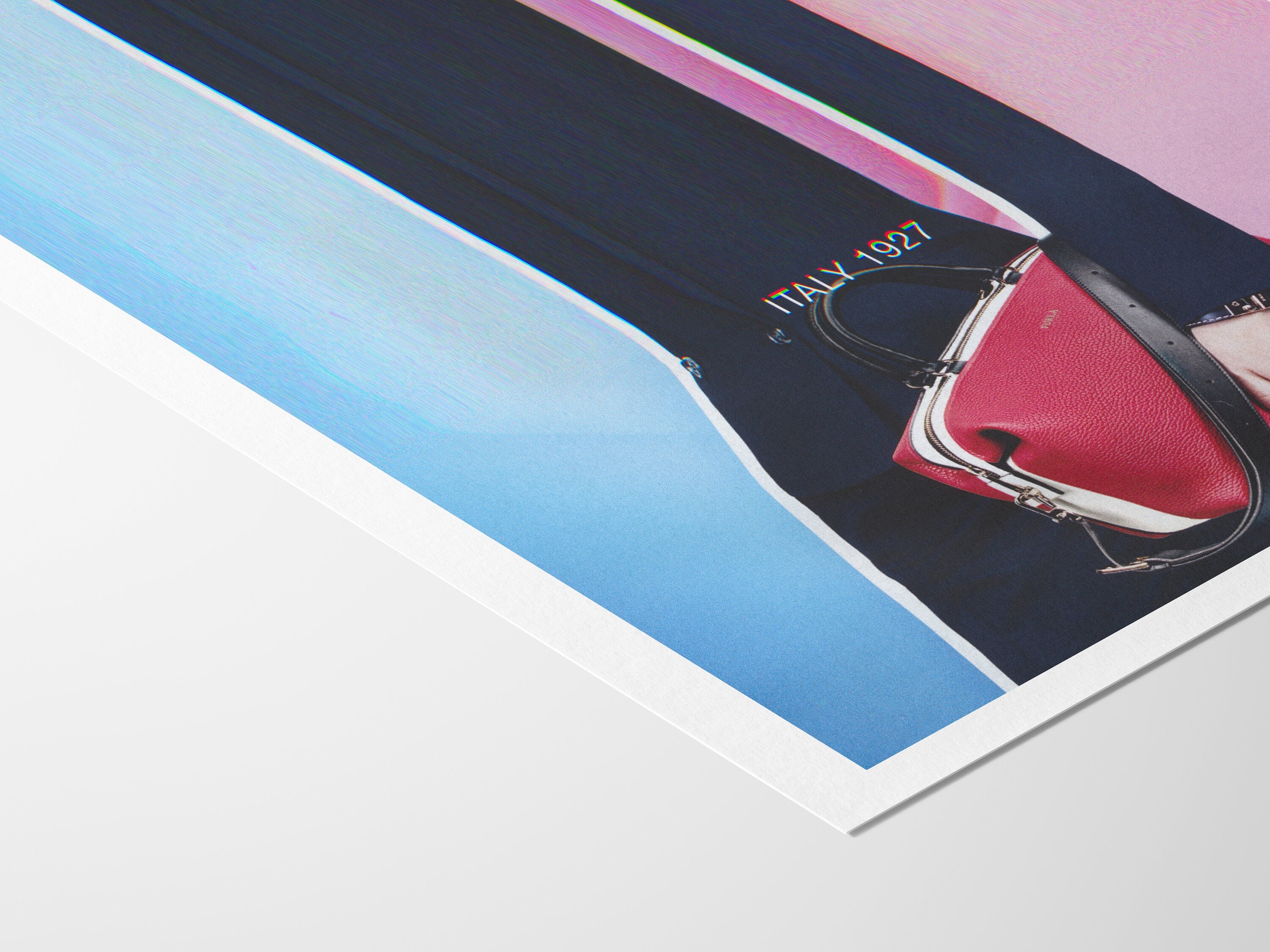 Pink And Blue Wall Art - Luxury Handbag Fashion Photo Feminine Aesthetic, Altered Portrait For Home, Office | Untitled (206) Giclée Print