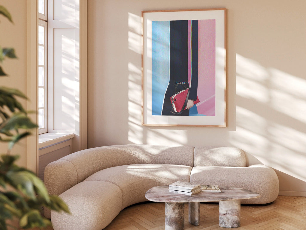 Pink And Blue Wall Art - Luxury Handbag Fashion Photo Feminine Aesthetic, Altered Portrait For Home, Office | Untitled (206) Giclée Print