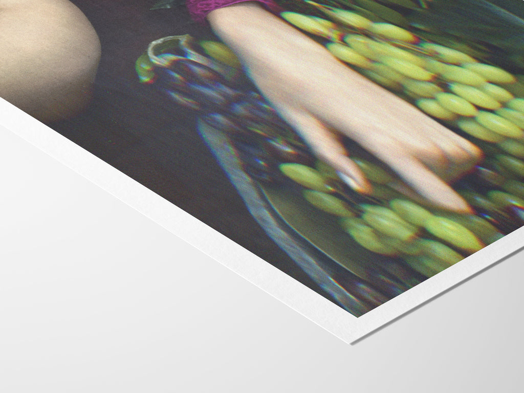 Eclectic Bohemian Altered Photo Artwork - Sensual Woman Eating Grapes - Wall Decor for Home, Office, Bathroom | Untitled (209) Giclée Print