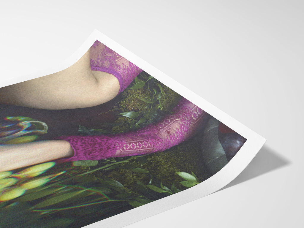 Eclectic Bohemian Altered Photo Artwork - Sensual Woman Eating Grapes - Wall Decor for Home, Office, Bathroom | Untitled (209) Giclée Print