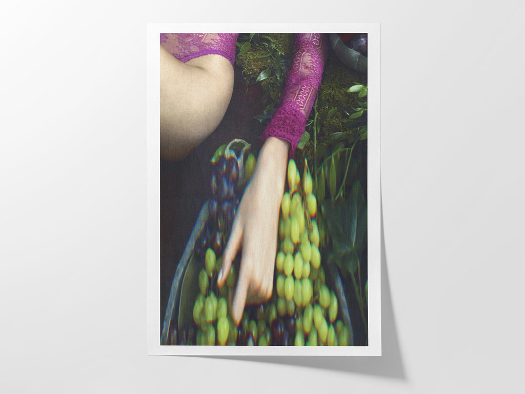 Eclectic Bohemian Altered Photo Artwork - Sensual Woman Eating Grapes - Wall Decor for Home, Office, Bathroom | Untitled (209) Giclée Print