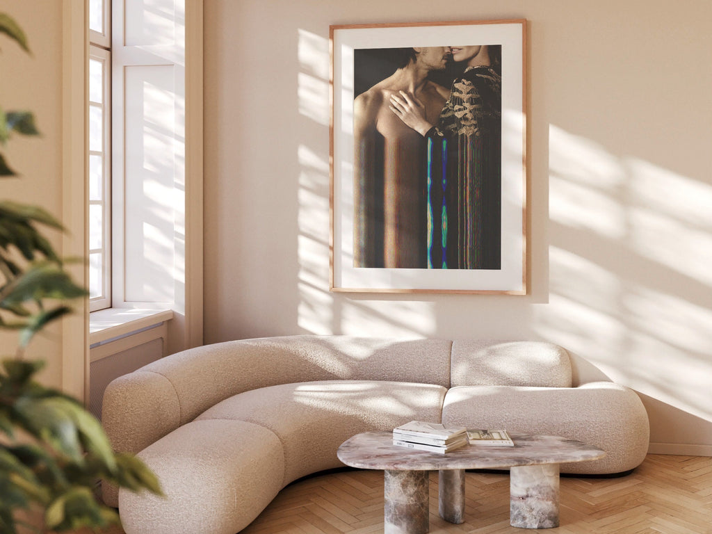 Intimate Altered Portrait of Embrace - Surreal Glitch Art Print for Contemporary Home Decor | Untitled (211) Giclée Print