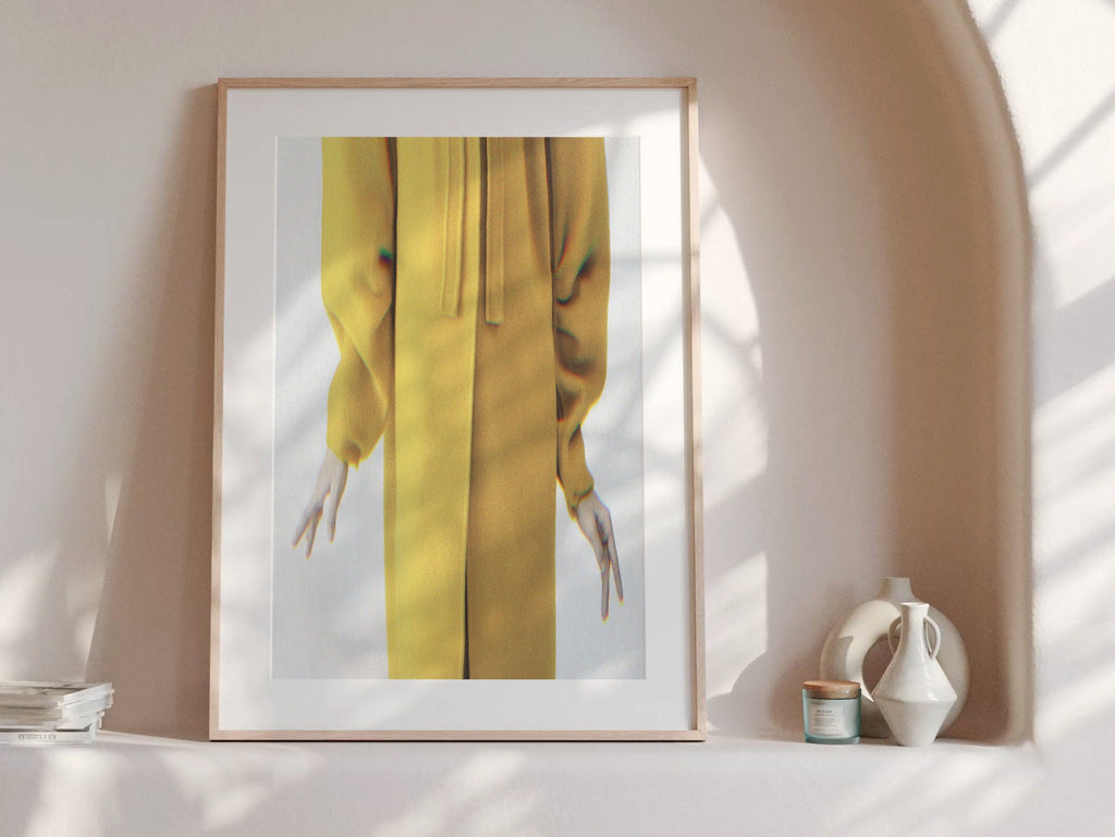 Surrealist Altered Portrait Photo Artwork - White and Yellow Eclectic Bohemian Wall Decor for Home, Office | Untitled (214) Giclée Print