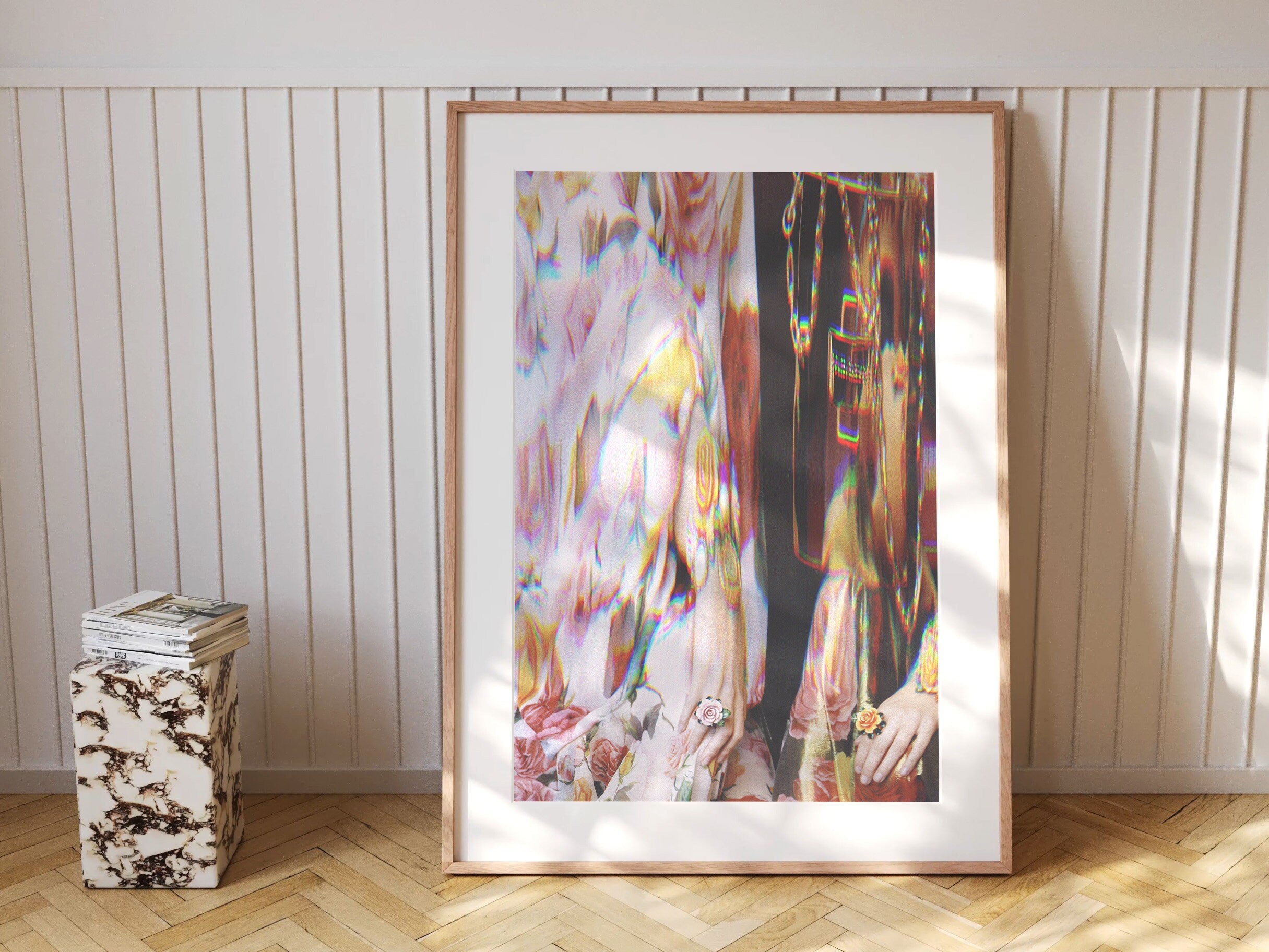 Trippy Floral Altered Fashion Photo | Psychedelic Maximalist Aesthetic Wall Decor for Home, Office, Apartment | Untitled (215) Giclée Print