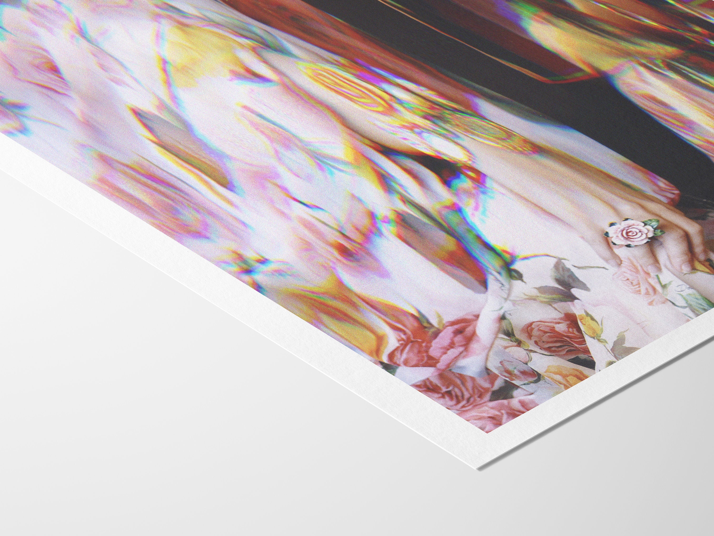 Trippy Floral Altered Fashion Photo | Psychedelic Maximalist Aesthetic Wall Decor for Home, Office, Apartment | Untitled (215) Giclée Print