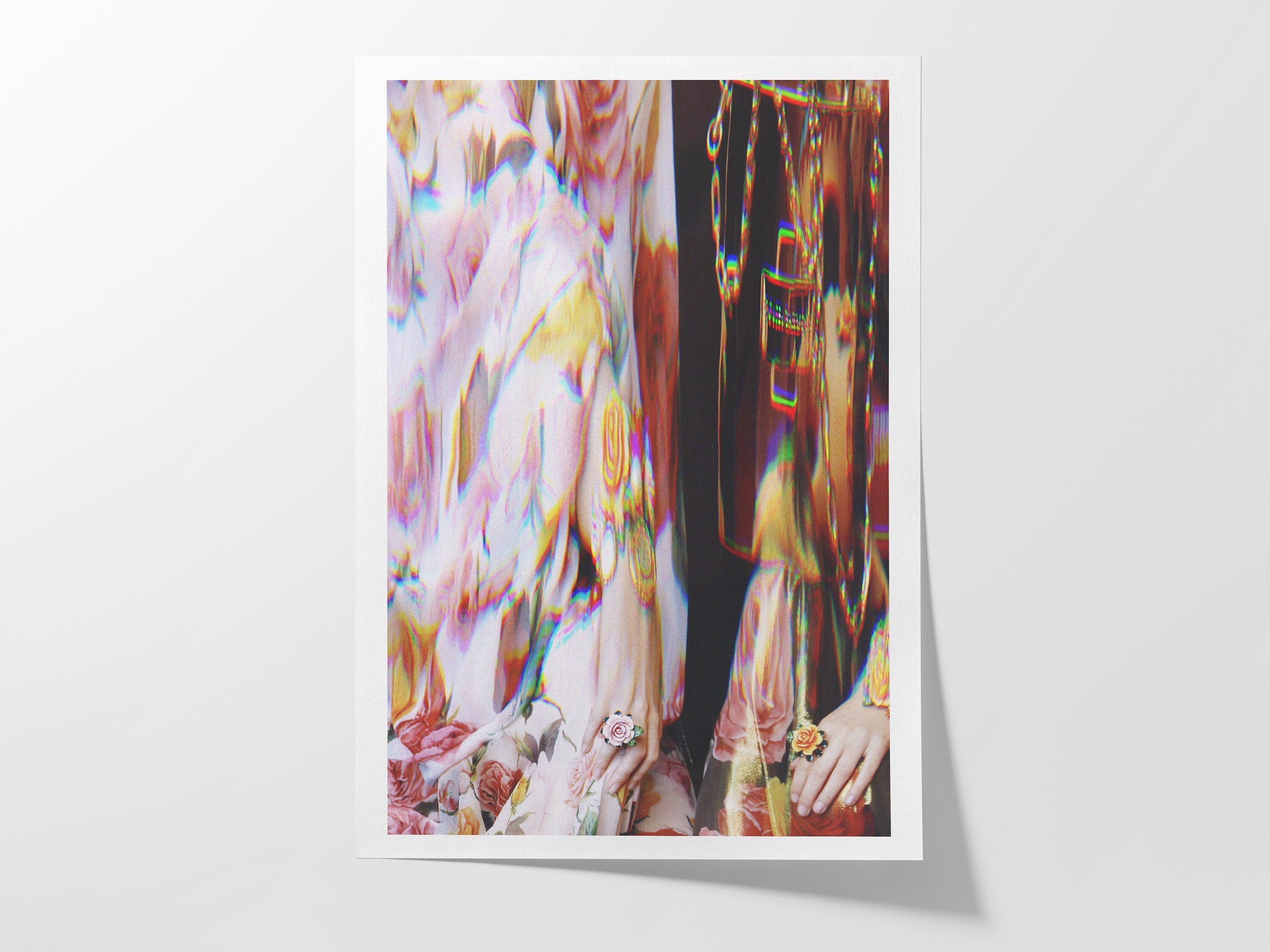 Trippy Floral Altered Fashion Photo | Psychedelic Maximalist Aesthetic Wall Decor for Home, Office, Apartment | Untitled (215) Giclée Print