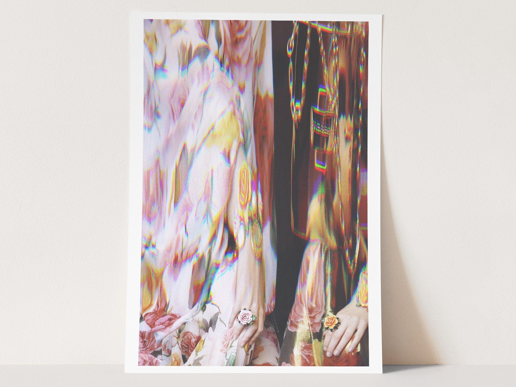 Trippy Floral Altered Fashion Photo | Psychedelic Maximalist Aesthetic Wall Decor for Home, Office, Apartment | Untitled (215) Giclée Print