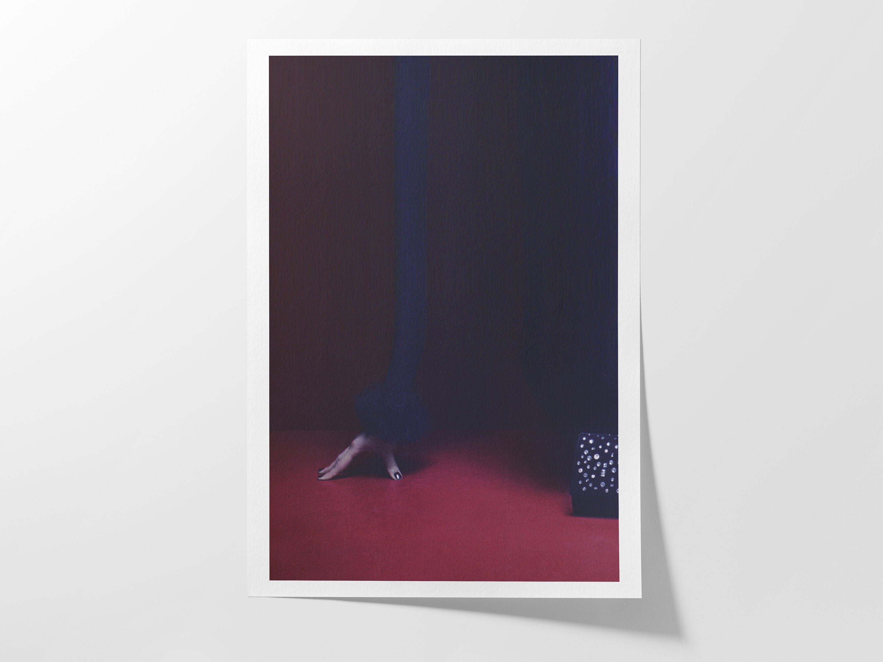 Glitch Altered Fashion Photo Art Print - Dark Minimal Maroon Wall Decor for Home, Office, Living Room, Bedroom| Untitled (216) Giclée Print