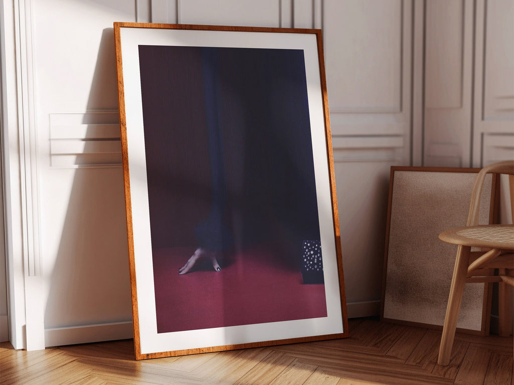 Glitch Altered Fashion Photo Art Print - Dark Minimal Maroon Wall Decor for Home, Office, Living Room, Bedroom| Untitled (216) Giclée Print