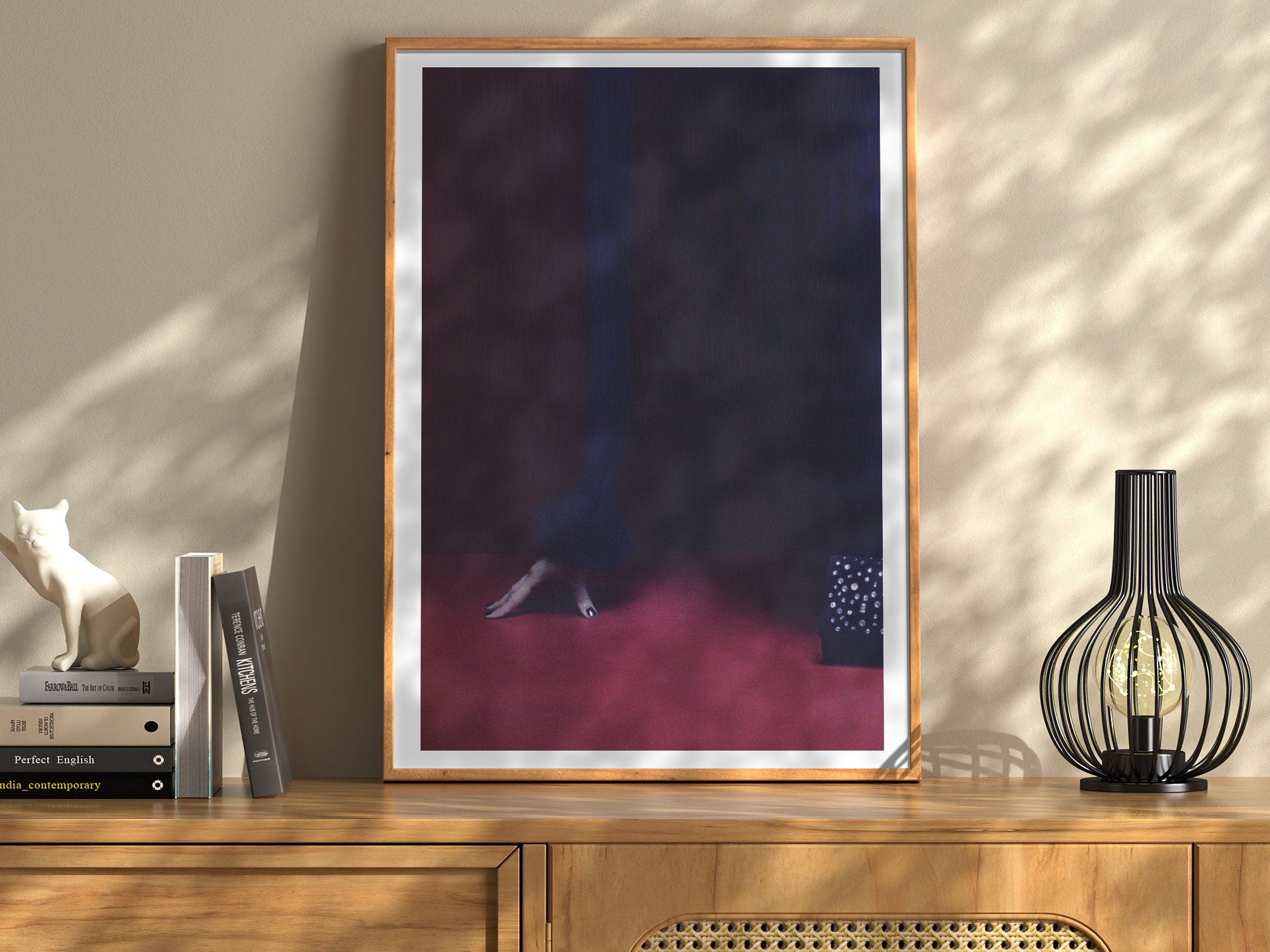 Glitch Altered Fashion Photo Art Print - Dark Minimal Maroon Wall Decor for Home, Office, Living Room, Bedroom| Untitled (216) Giclée Print