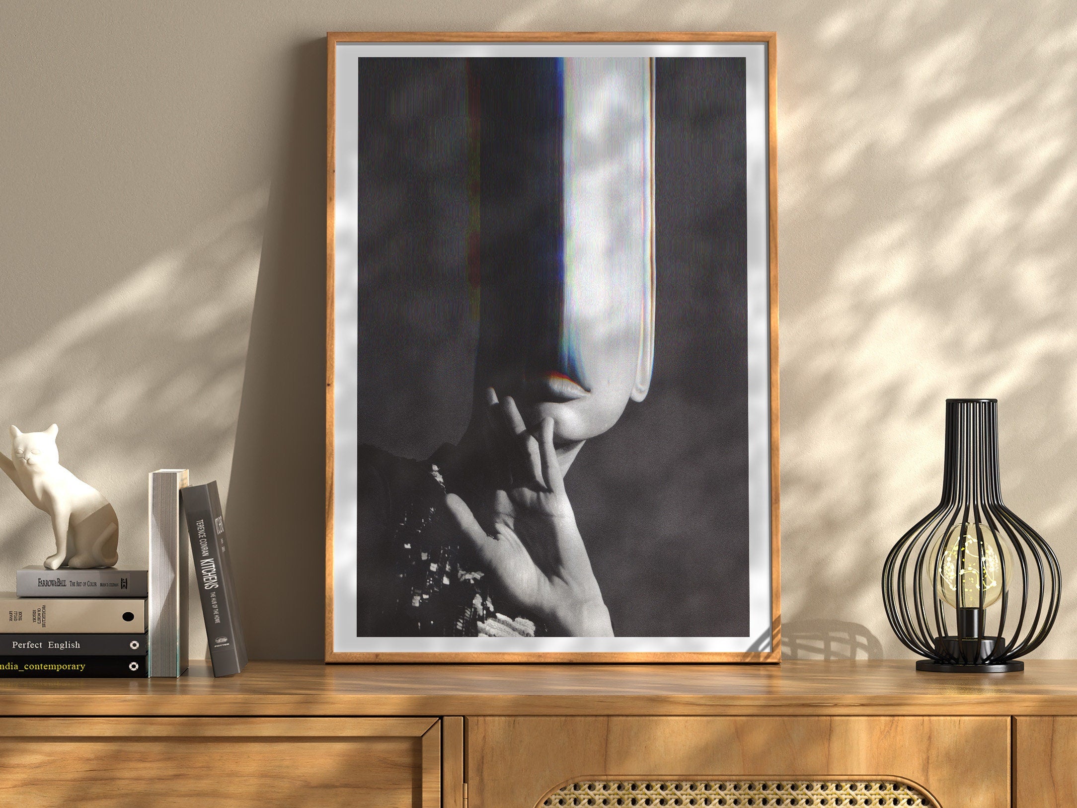 Dark Moody Black and White Altered Photo Artwork - Funky Feminine Postmodern Wall Decor for Home, Office | Untitled (222) Giclée Print